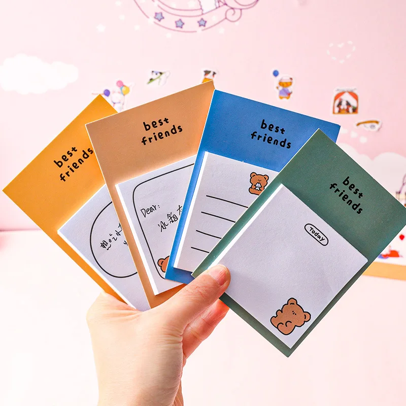 

Cute Bear Ins Style Memo Pad Sticky Notes Decoration Notepad Planner Message Note Paper Bookmark Stationery School Supplies