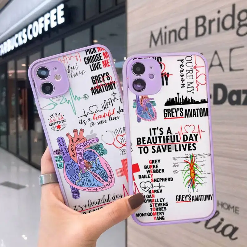 

Greys Anatomy You're My Person Phone Case For iPhone 12 11 Mini Pro XR XS Max 7 8 Plus X Matte transparent Purple Back Cover