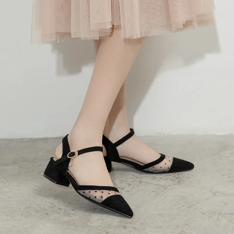 

smeeroon 2020 big size 43 low heel casual shoes women sandals pointed toe buckle spring summer comfortable single shoes ladies