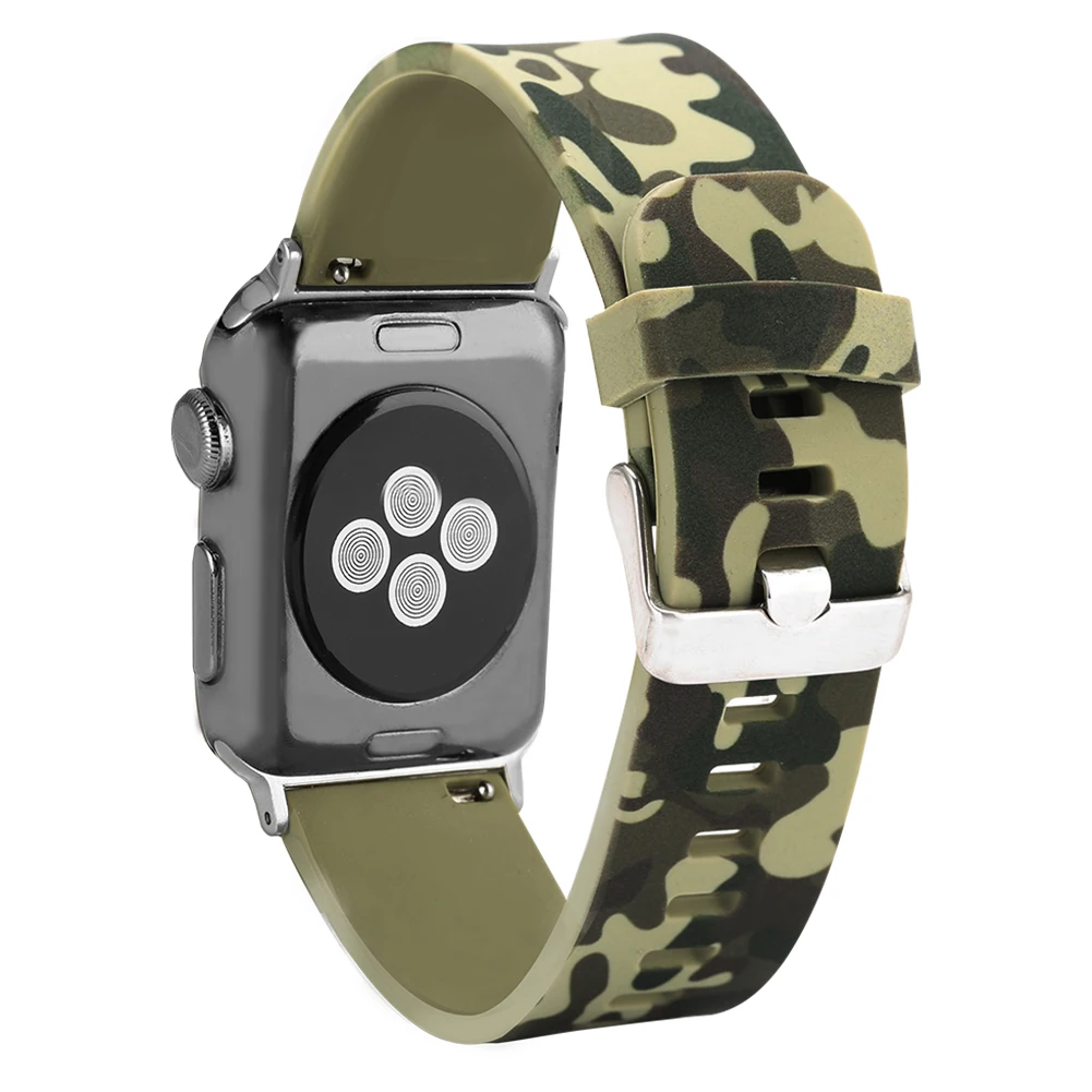 Ремешок Камуфляжный силиконовый для Apple Watch 38/42 мм сменный водонепроницаемый