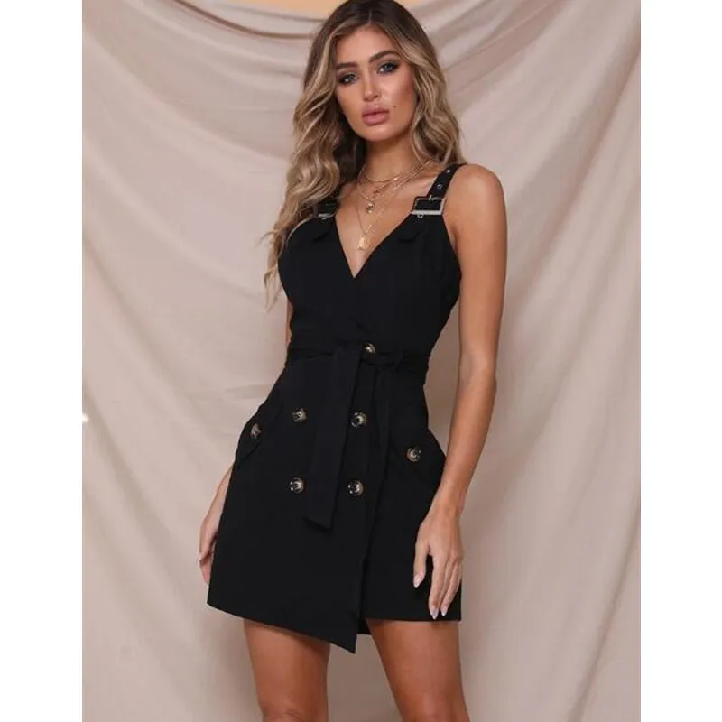 Женское Короткое мини платье на пуговицах летнее облегающее с широкими