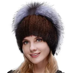 JERYAFUR, новые модные зимние шляпы для женщин, меховая шапка из натуральной норки, женские Лоскутные Шапки из лисьего меха, смешанные цвета, внутренние вязаные шапки, теплые