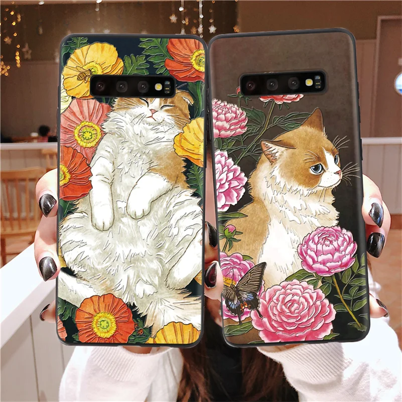 3D чехол с милыми кошками для Samsung Galaxy J3 J5 J7 2017 J4 J6 A6 A7 A8 2018 S8 S9 S10 Plus S10E A40 A50 A70 Note 8 9 10 Pro