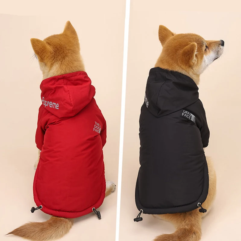 Pet Dog Winter Waterproof Coat Puppy Warm Jacket The Face Hoodie Reflective Clothing For Small Medium Dogs Cat Clothes | Дом и сад