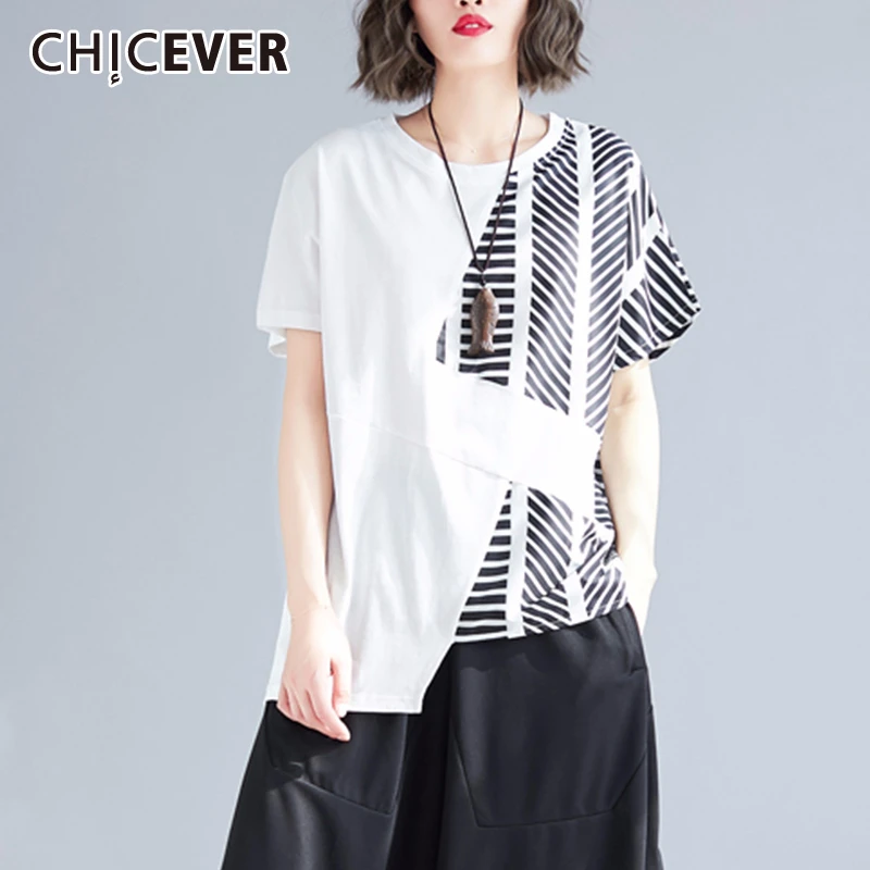 Женская футболка с коротким рукавом круглым вырезом и полосками | одежда