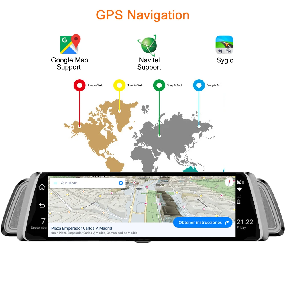 Автомобильный видеорегистратор Bluavido 9 35 дюйма IPS 4G Android Wi Fi GPS навигация ADAS FHD 1080P