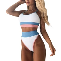 swimsuits women color blocking bikini crop tank tops with high waisted bottom swimsuit for beach tankini women bikinis sets