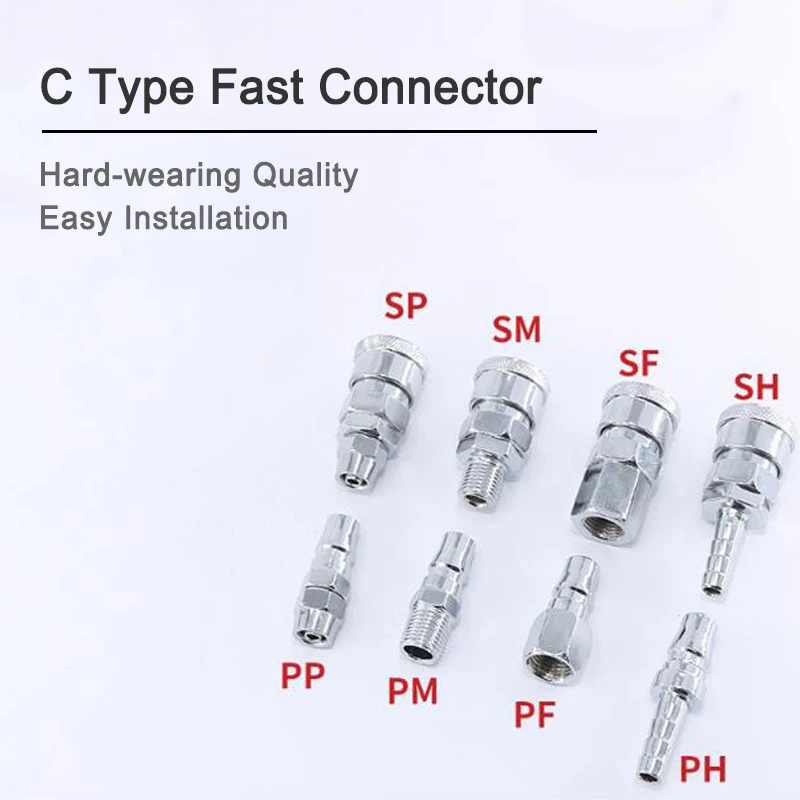 Type-C Pneumatic components PP10 PF20 PM40 PF30 PF40 PP40 PM20 PP20S pneumatic accessories air compressor hose quick connector |