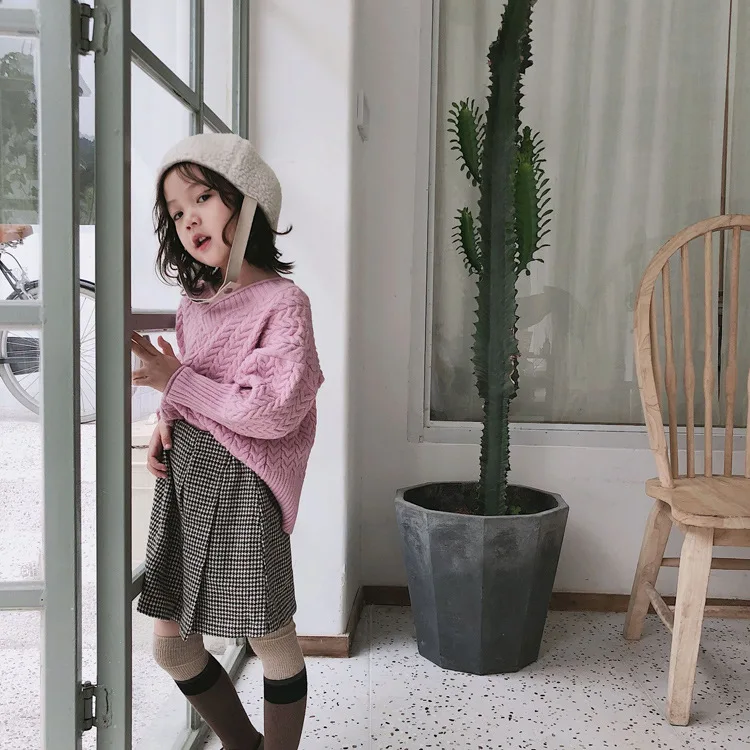 Клетчатая плиссированная юбка для девочек плотная шерстяная детская одежда |