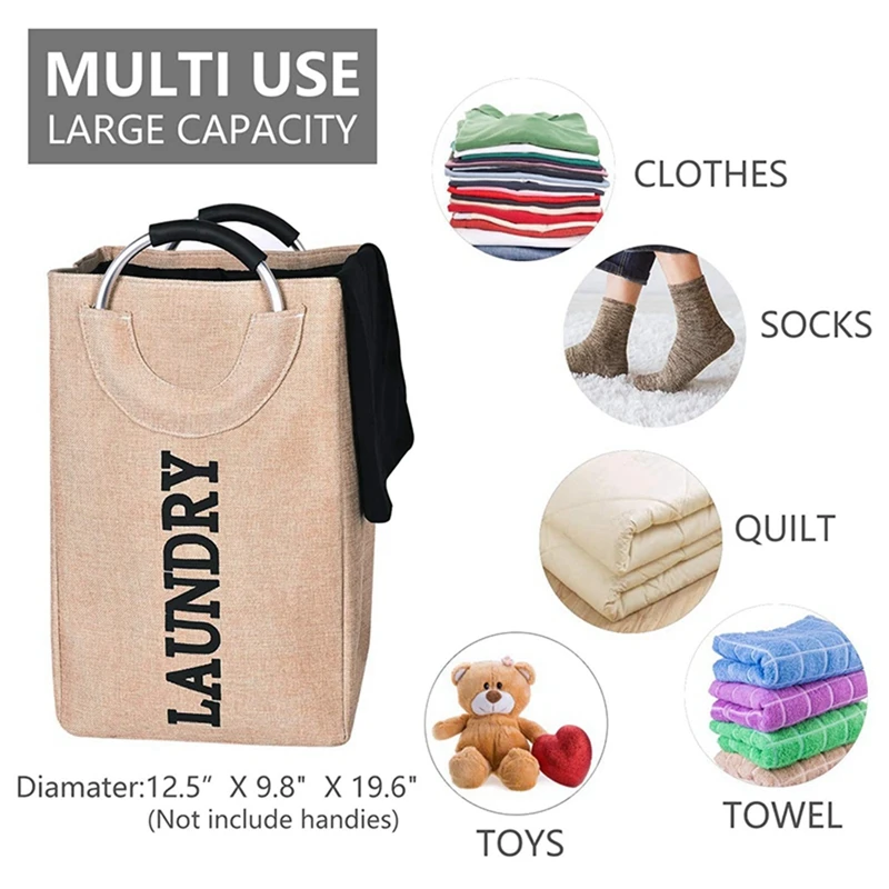 

2Pcs Haundry Large Laundry Hamper Bag with Handles, Collapsible,Modern Laundry Basket for Dorm Room, Beige & Gray