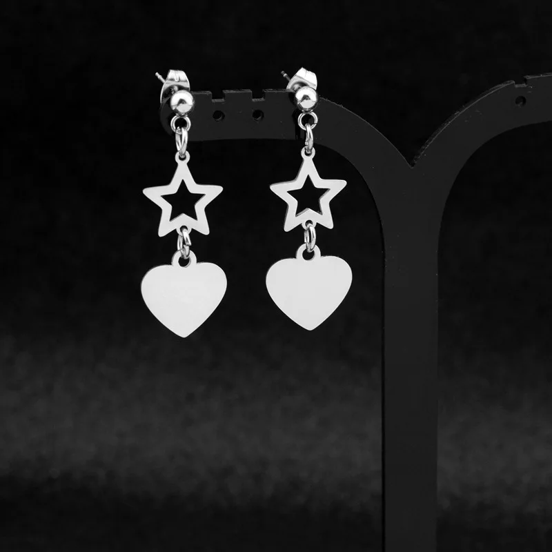 

Stainless steel stud earrings new love star stud earrings pendant earrings ear clips