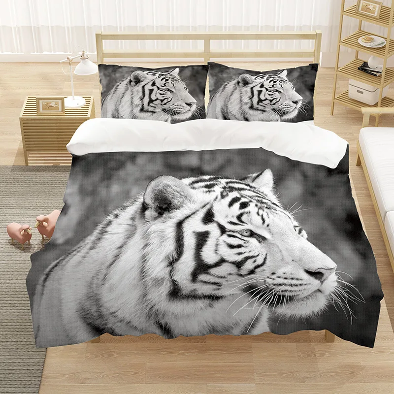 3D белого цвета с изображением головы тигра Постельное белье s мягкое и удобное