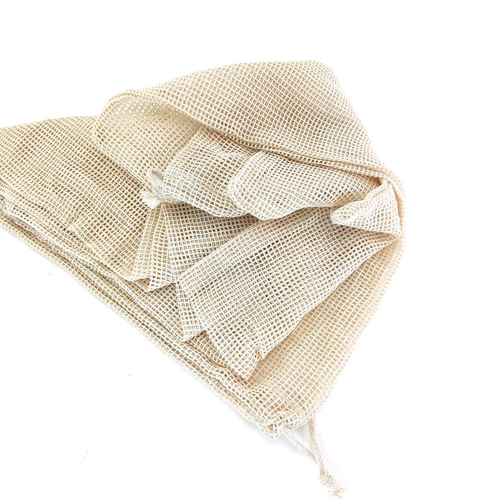 Многоразовые мешки из органического хлопка хлопчатобумажной сетки