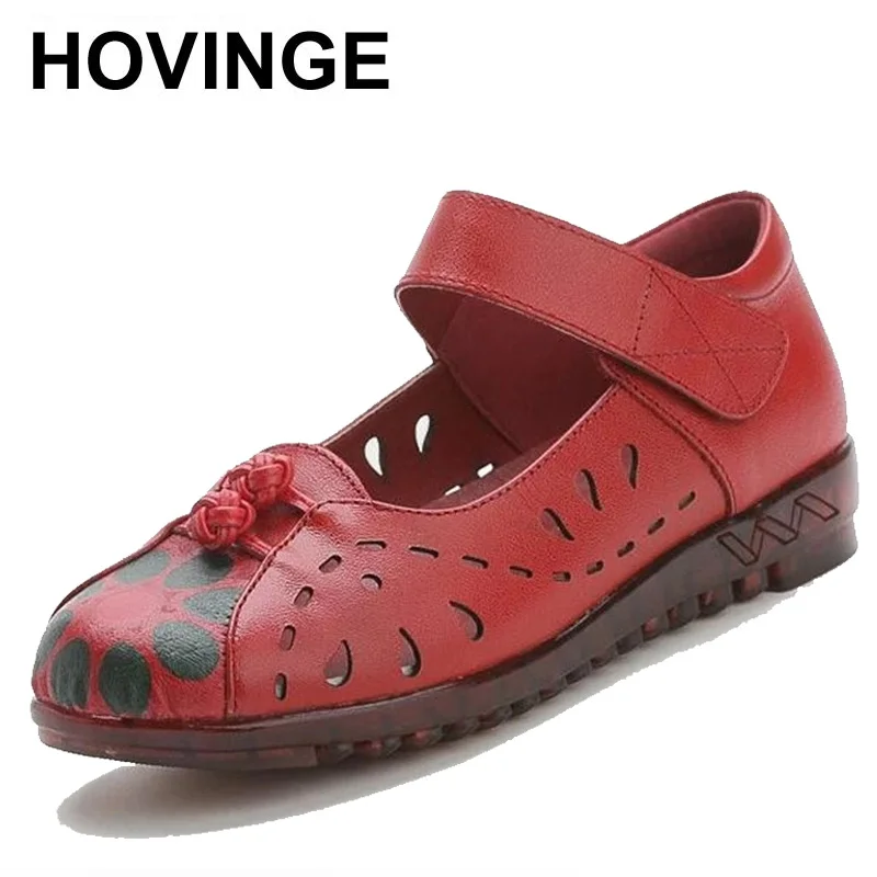 

Летние женские босоножки в стиле ретро из натуральной кожи с принтом