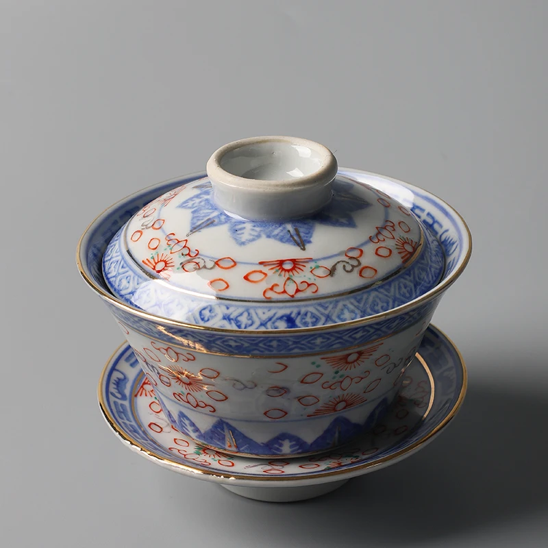 Фарфоровый чайный сервиз Jingdezhen классический изысканный набор белого и голубого