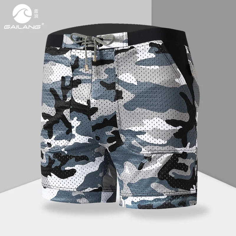 Новая мужская одежда шорты для бассейна серый Камуфляжный Купальник трусы с