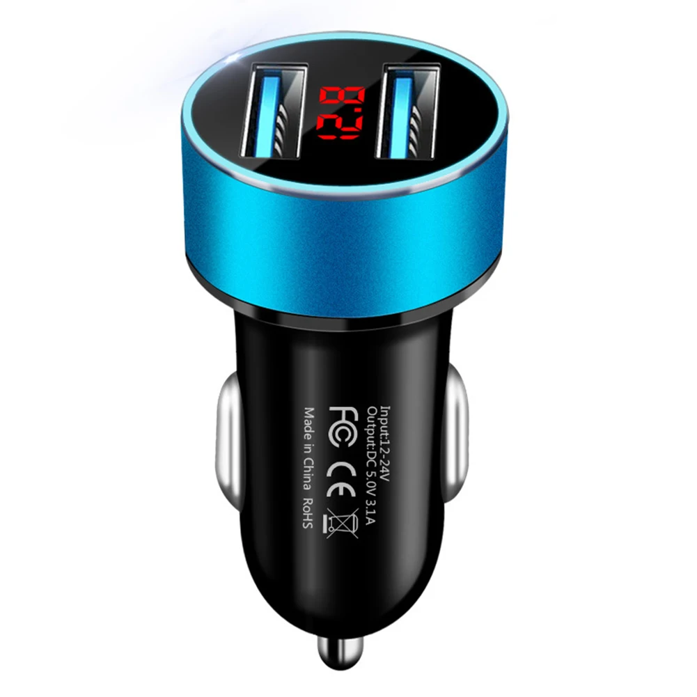 3.1A двойной USB порт ЖК-дисплей Qucik автомобиль телефон Быстрый 2 порта USB быстрое зарядное устройство адаптер