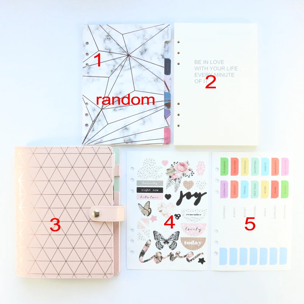 Domikee 2021 Симпатичный мягкий кожаный чехол 6 колец личная папка планировщик блокнот