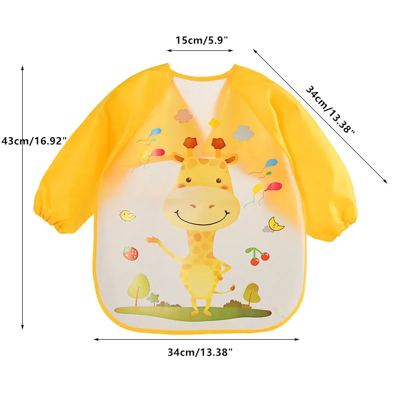 Cute Baby Bibs Waterproof Long Sleeve Apron Children Feeding Smock Bib Burp Clothes Soft Eat Toddler Baberos Bavoir Clothing | Детская