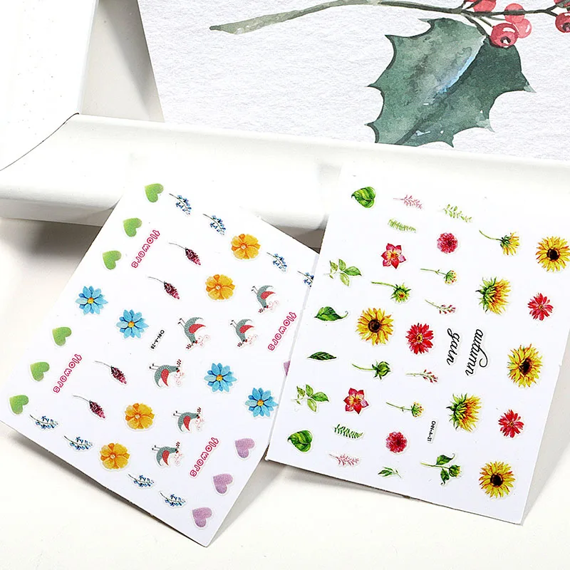 

10pcs Nail Sticker Water Flower Decals Sticker Lots Nail Art Tattoo DIY Full Slider Manicure Decorations