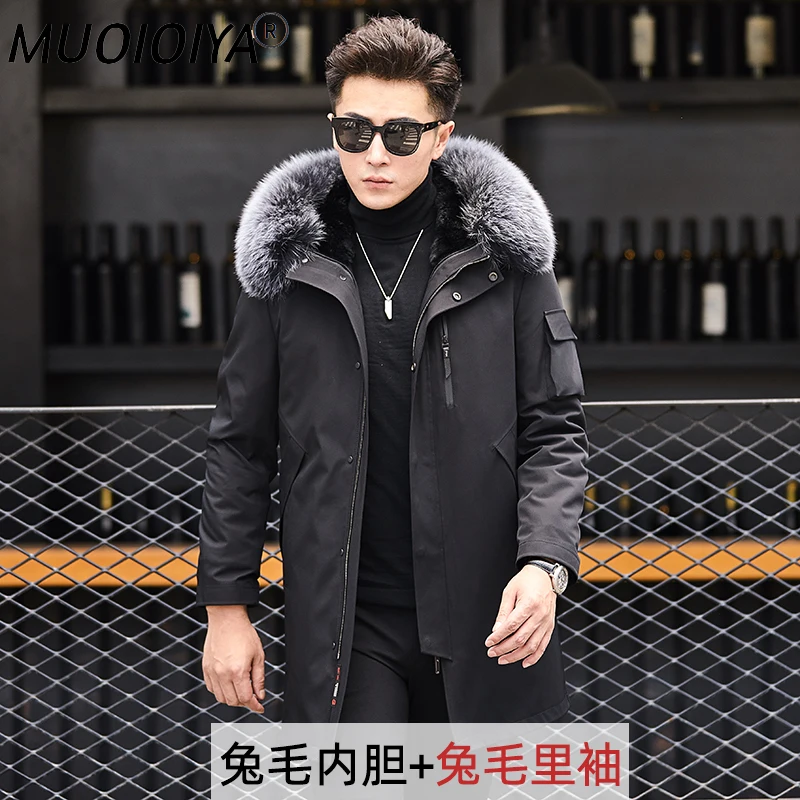 

Real Rabbit Fur Liner Parka Coat Men Clothes Winter Natural Fox Fur Hooded Jacket 2022 Korean Streetwear Jackets 110636