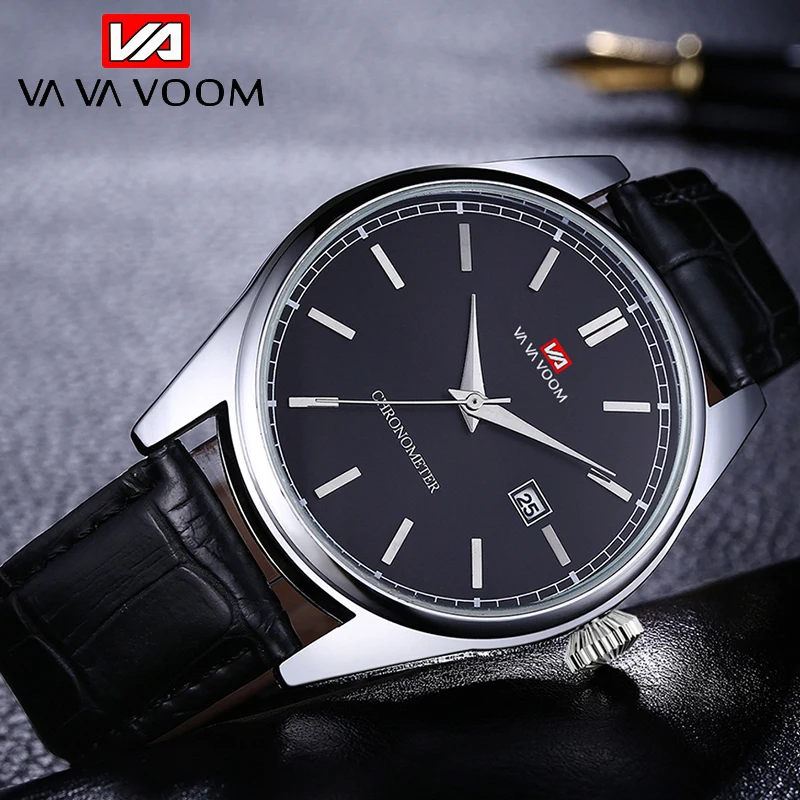 

Fashion Business Calendar Mens Watches VAVA VOOM Top Brand Luxury Sports Leather Quartz Watch Men Relogio Masculino reloj hombre