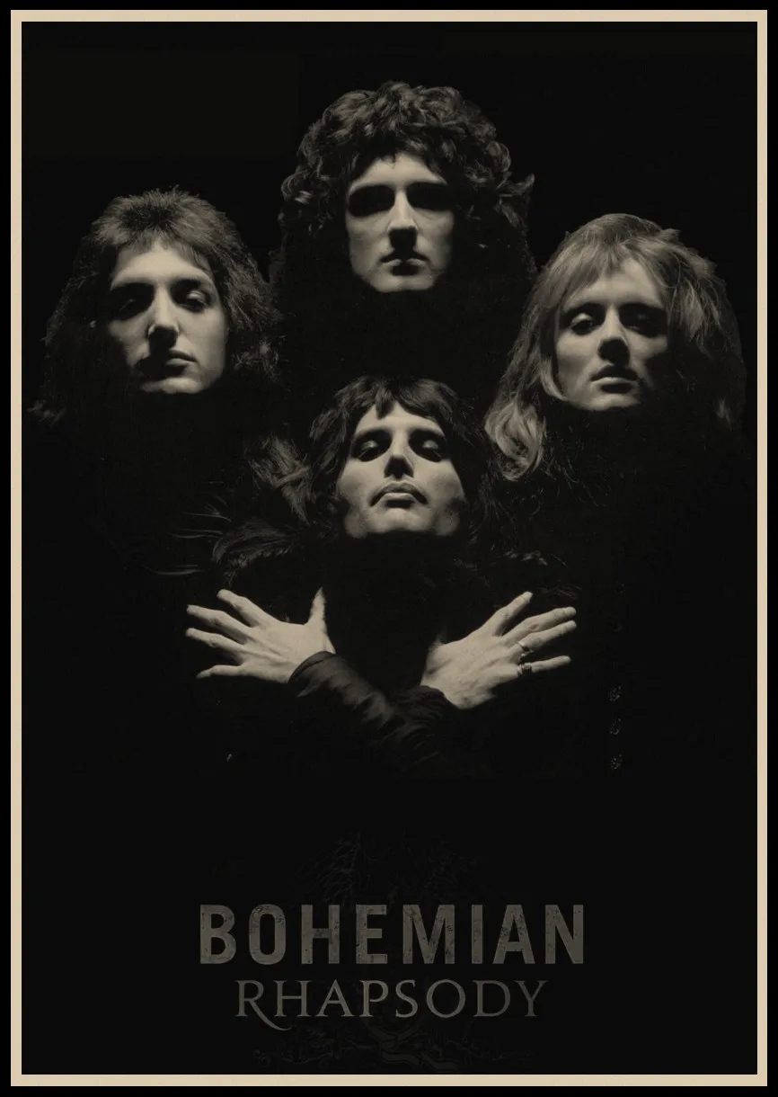 С группой Queen музыкальный крафт-бумага плакат Фредди Меркьюри черные мужские