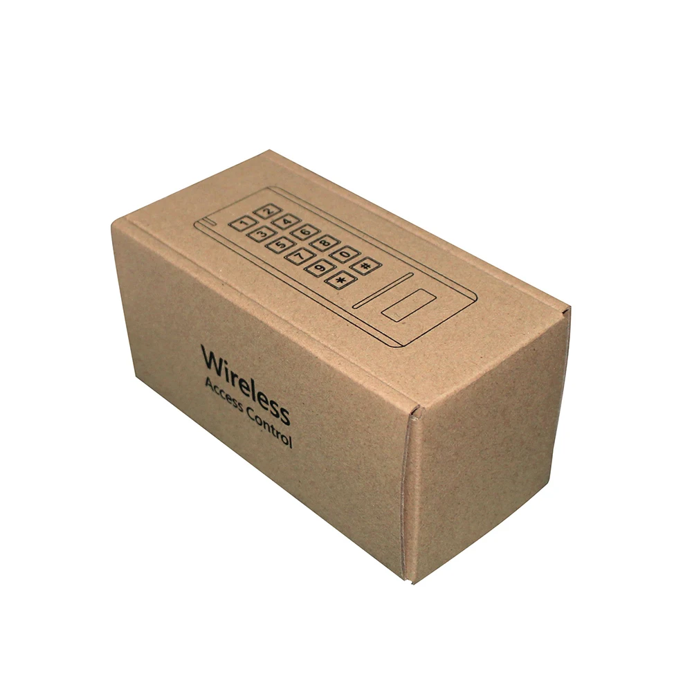 Беспроводной считыватель RFID-карт с клавиатурой и кнопкой выхода на основе технологии Wiegand на частоте 433 МГц с приемником сигнала и батарейным питанием.