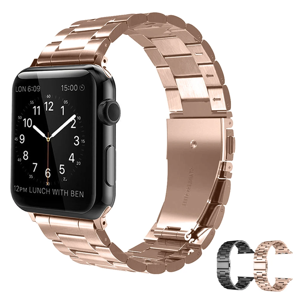 

For Apple watch 6 band se Series 5 4 44mm 42mm bracelet Upgraded adapters Stainless Steel strap for iwatch 3 2 1