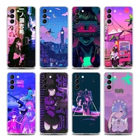 vaporwave glitch anime clear phone case for samsung s9 s10 4g s10e plus s20 s21 plus ultra fe 5g m51 m31 s m21 soft silicon