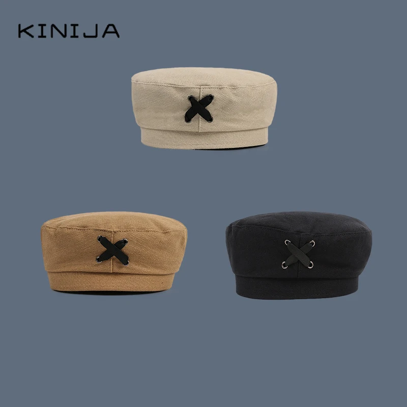 Винтажная плоская кепка художника Женский Осенний дизайнерский берет из хлопка