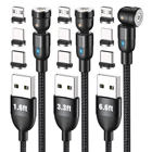 Магнитный зарядный кабель AUFU 3 в 1, 2 м, 1 м, 0,5 м для iPhone 12, 11, Xiaomi, Samsung, кабель Type-C, магнитное зарядное устройство Micro USB, 3 шт.