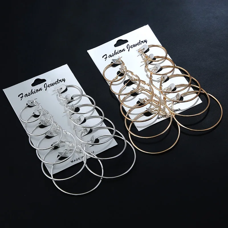 Набор серег набор колец большие круглые серьги модные ювелирные изделия для