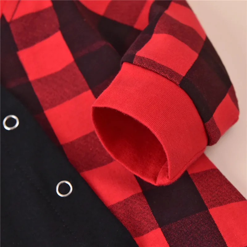 

2020 Red Plaid Newborn Baby Boy Girl Clothes Long Sleeve Button Romper Jumpsuit Infant Baby Boys Playsuit Kids Clothing 0-18M