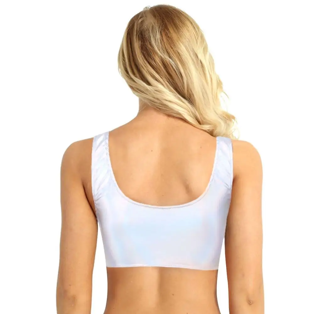 Топ женский кожаный без рукавов с глубоким круглым вырезом |