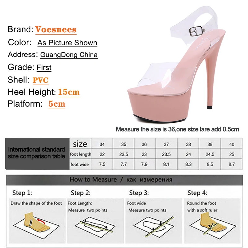 Сандалии женские прозрачные на платформе босоножки высоком каблуке 15 см