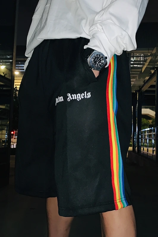 

Palm Angels 22ss side rainbow striped webbing retro men's women's casual sports PA shorts 0056459645655