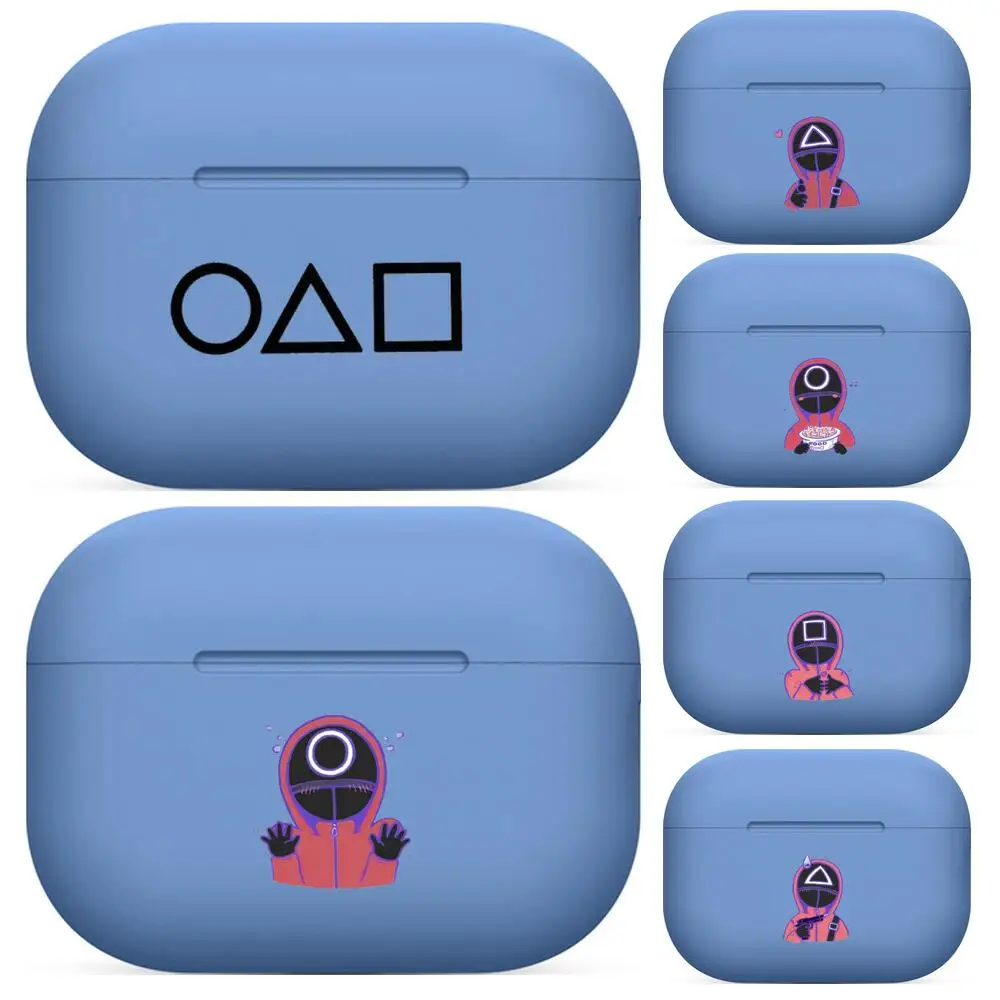 

Squid Gaming Cartoon blue For Airpods pro 3 case Protective Bluetooth Wireless Earphone Cover For Air Pods airpod case air pod C