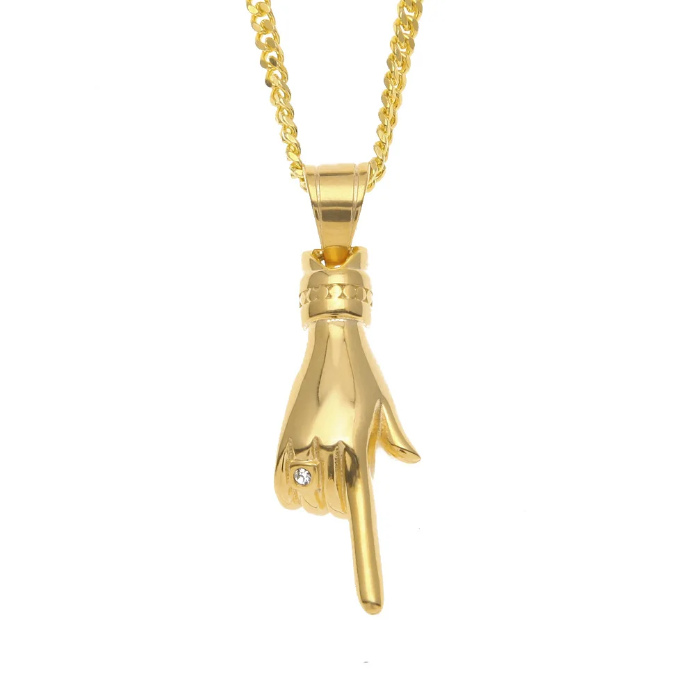 

Кулон на указательный палец мужской, ювелирное изделие из нержавеющей стали в стиле хип-хоп, эрект в стиле панк-рок, с цепочкой, Подарочная б...