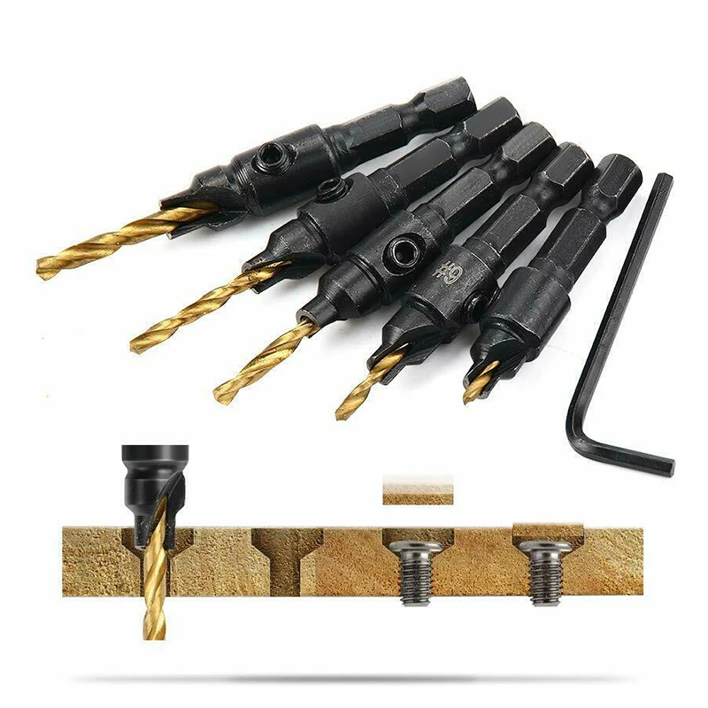 5 шт. флейт столярные сверла набор 1/4 &quotшестигранный хвостовик HSS I88|Сверла| |