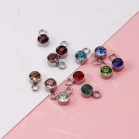 fnixtar 60pcslot birthstone charms round 6mm rhinestones charms diy making bracelet necklace jewelry stainless steel charms