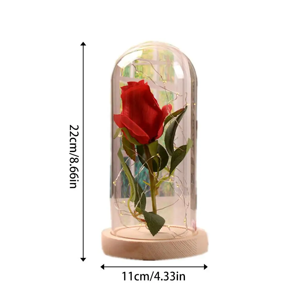 

Eternal Rose In Glass LED Night Lamp Luminaria Lampara Beauty And The Beast Bedroom Light Valentine's Day Wedding Party Gift