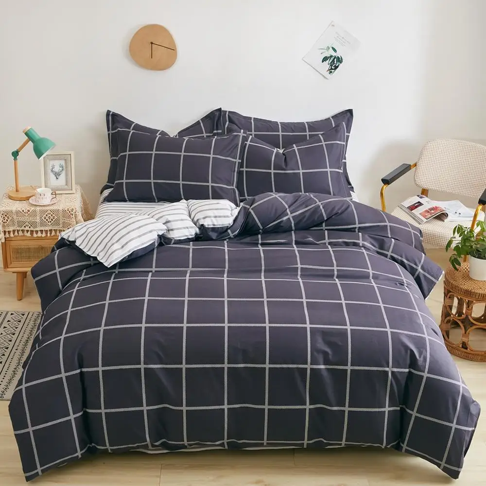 

Pure Cotton Duvet Cover set 1.2m-2.0m King Size Bedding Set Bed Sheet Stripe Plaid Single Double Queen Quilt nordic bed cover