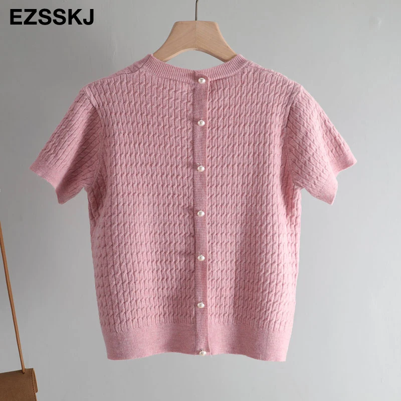 Футболка женская кашемировая трикотажная Базовая рубашка с коротким рукавом и