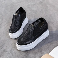 lace loafers wedge platform shoes women slip on casual shoes new comfy fashion women shoes black and white platform sneakers