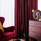 Роскошная Вельветовая занавеска в скандинавском стиле, красная Затемняющая занавеска для гостиной, спальни, утолщенная бархатная занавеска для французского окна