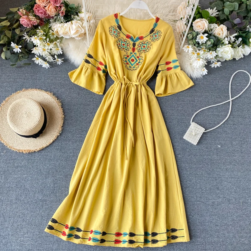 Женское облегающее Платье макси с цветочным принтом богемное платье ручной