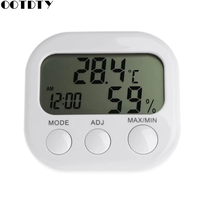 Digital LCD Thermometer Humidity Meter Hygrometer Max Min Air Temperature Clock | Инструменты