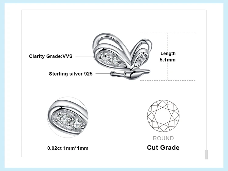 JewelryPalace высокое качество кубического циркония Танцы бабочка серьги 925 пробы серебро ювелирных украшений подарок для Для женщин Мода