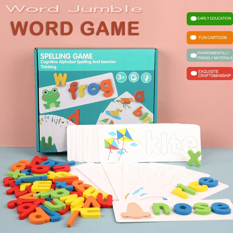 

2020 Wooden Cardboard English Spelling Alphabet Game Educational Early Education Toys for Children